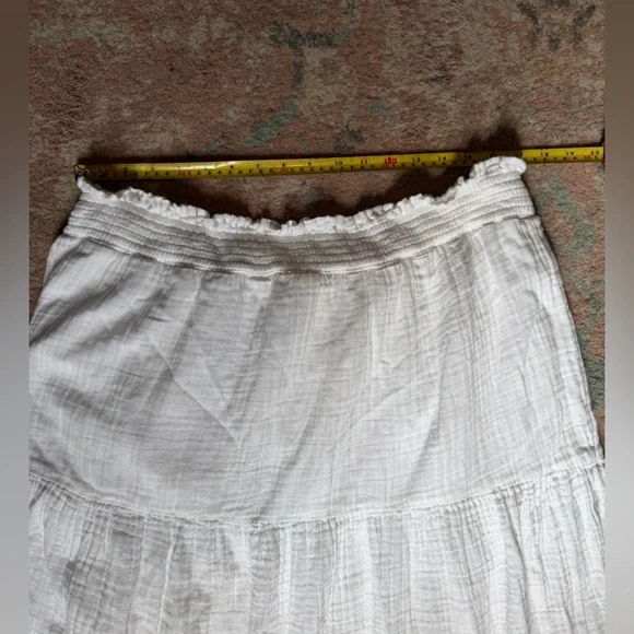 a.n.a. White Tiered Cotton Maxi Skirt with Smocked Waist Boho Sz XXL - Picture 4 of 4